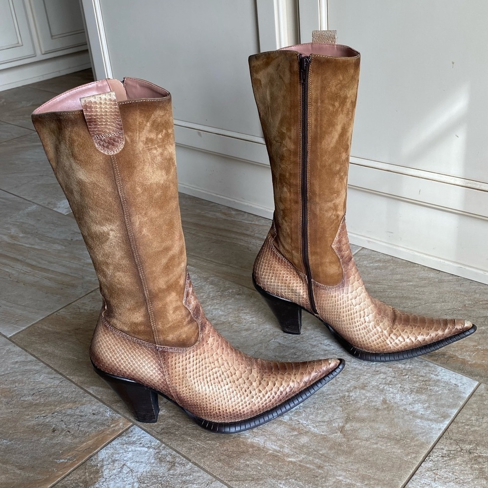 STEVEN Snakeskin and Suede Cowboy Boot - Picture 3 of 14